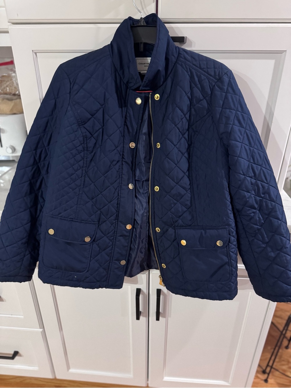 Charter Club Quilted Navy Snap-Front Pea Coat
